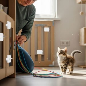 Protecting cords from a kitten